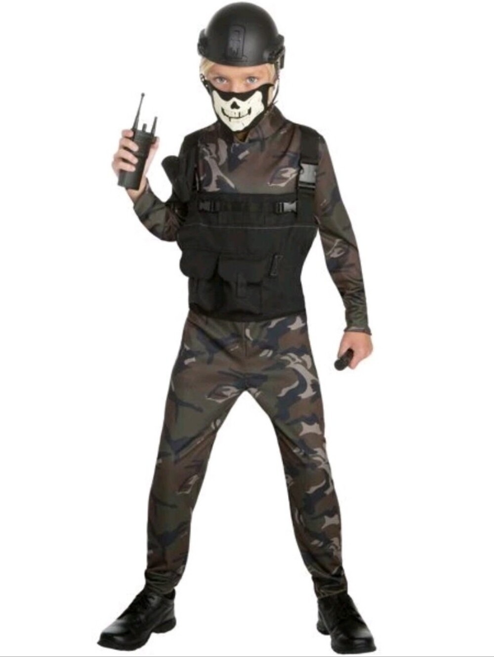 NWT Skull Commando Soldier Costume Boy's Halloween Military Pretend Medium 8-10